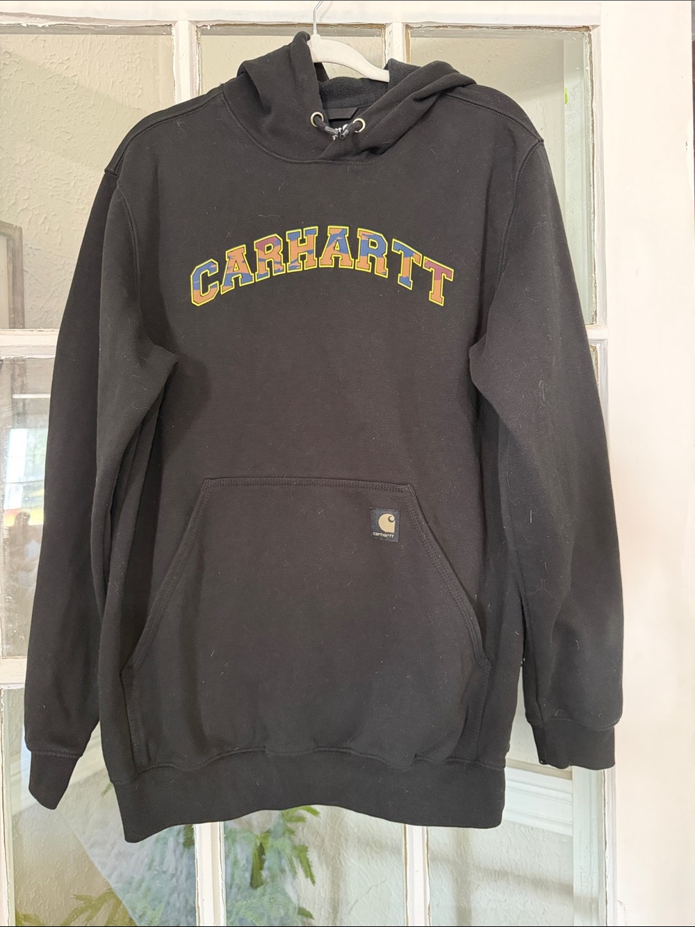 Carhartt Black Crewneck Sweatshirt with Multicolor Arched Logo